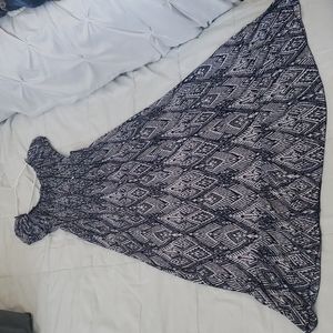 Shimmery Navy Blue and White Intricate design maxi dress